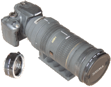 Canon EOS 350D camera with x2 converter and Sigma 50-500mm lens